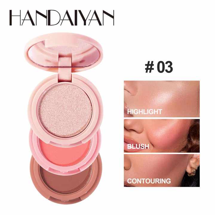 HANDAIYAN 3-in-1 Bronzer, Highlighter & Blush Contour/Bronzer Powder