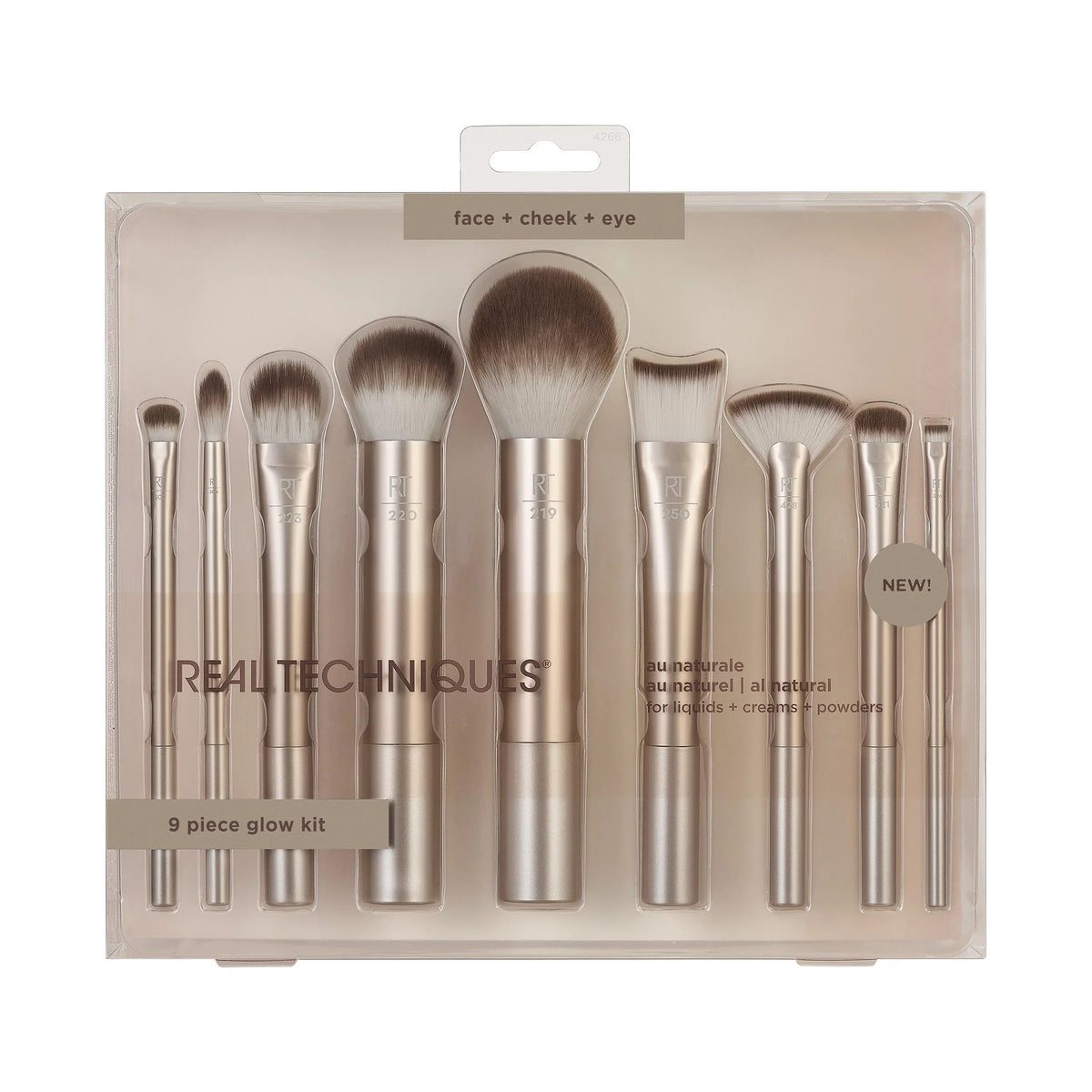 Real Techniques 9-Piece Glow Kit Makeup Brush Set for Face, Cheeks & Eyes
