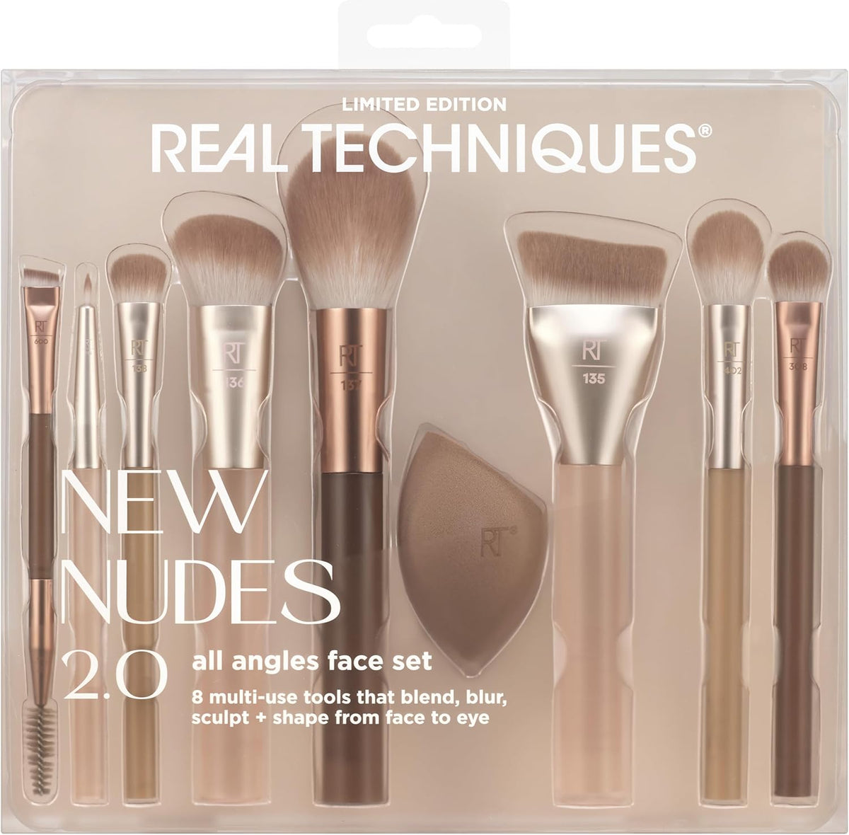 Real Techniques New Nudes 2.0 All Angles Face Brush Set (limited Edition)