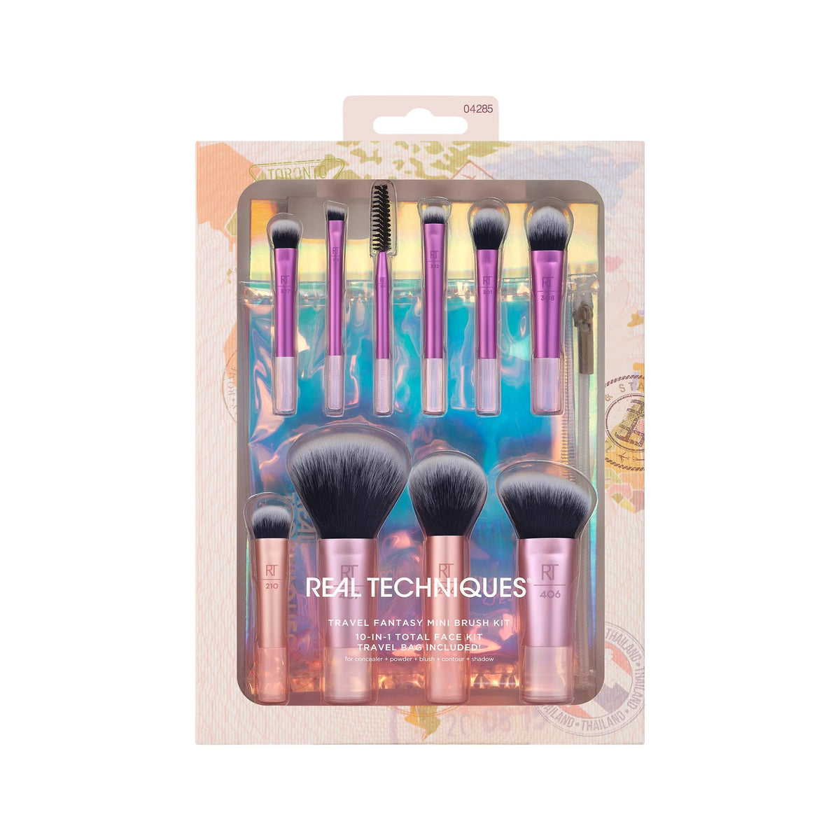 Real Techniques Travel Fantasy Mini Brush Set with Free Makeup Bag